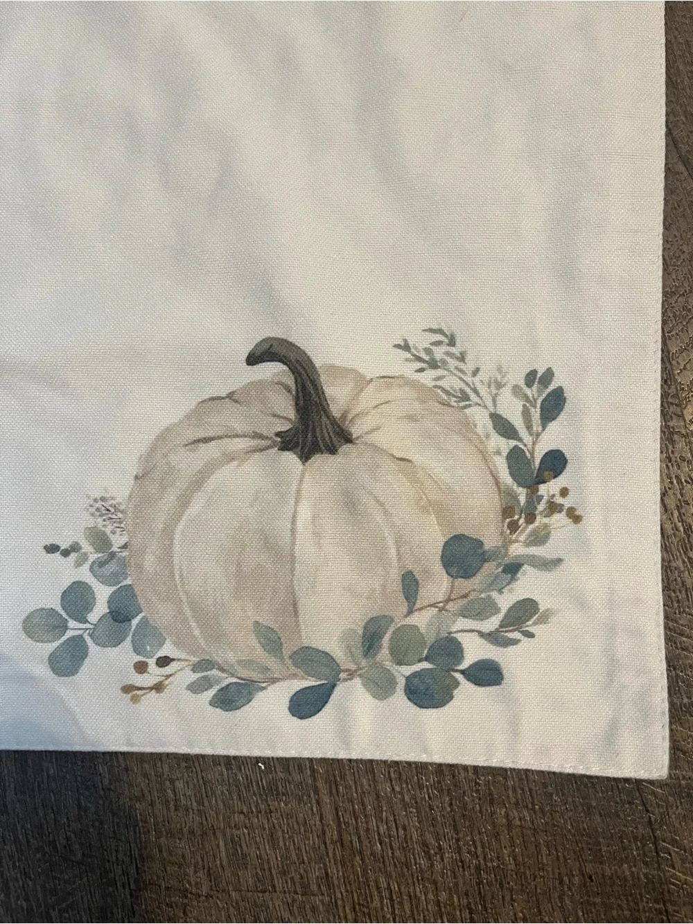 2 pc. Set White Pumpkin Placemat Neutral Fall Table Décor Reversible